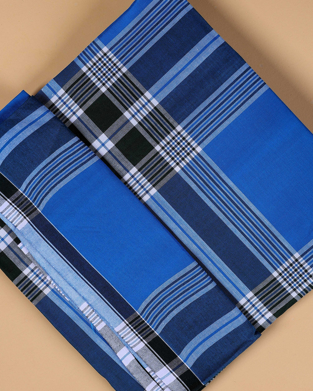 999 Brand Men's Premium Cotton Striped Lungi Stitched - Blue