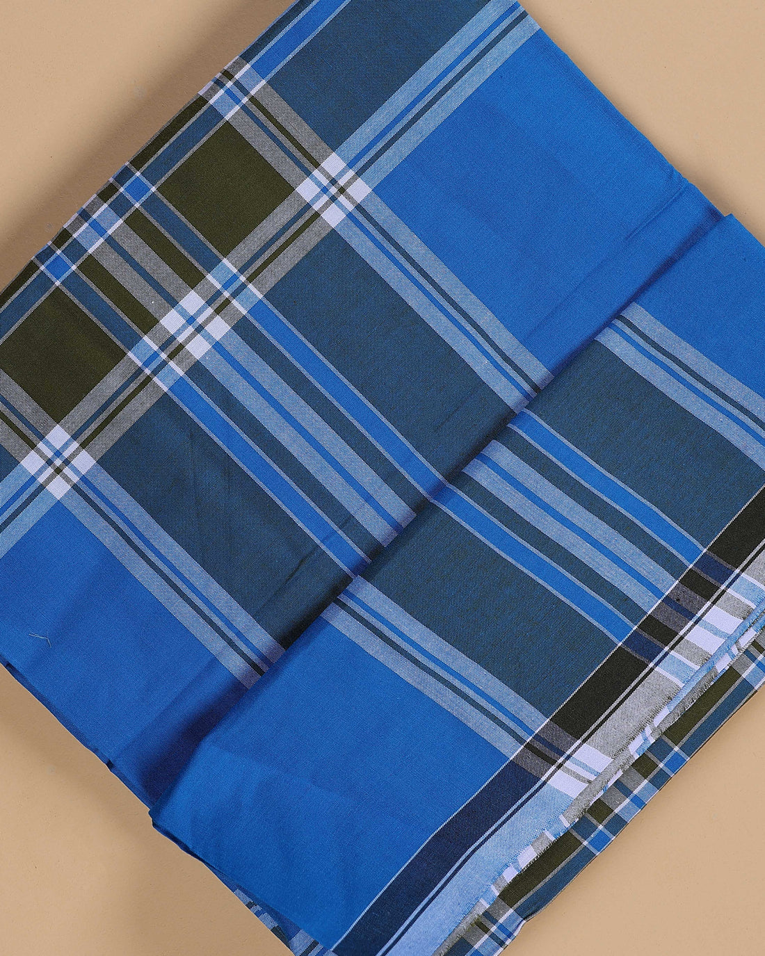 999 Brand Men's Premium Cotton Striped Lungi Stitched - Blue