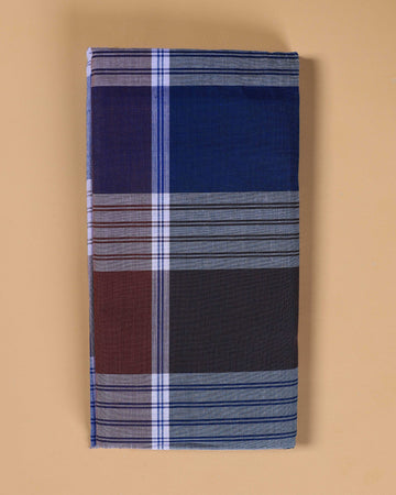 Sangu Brand Men's Premium Cotton Striped Lungi Stitched - Multi