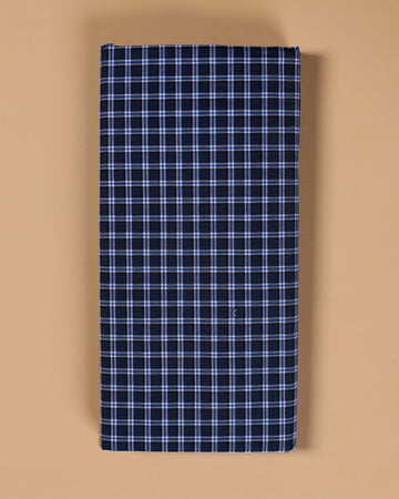 Sangu Brand Men's Premium Cotton Checked Lungi Stitched - Navy Blue