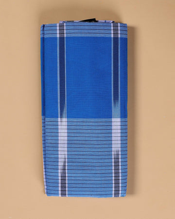 Nandu Brand Men's Premium Cotton Striped Lungi Stitched - Blue