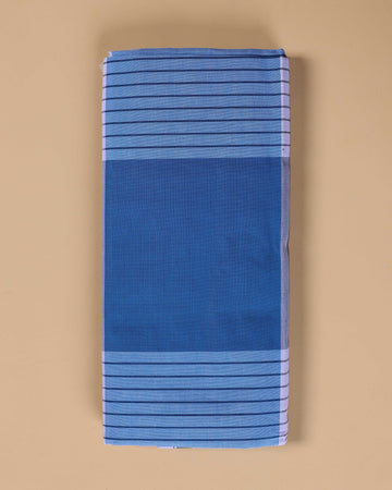Nandu Brand Men's Premium Cotton Striped Lungi Stitched - Blue