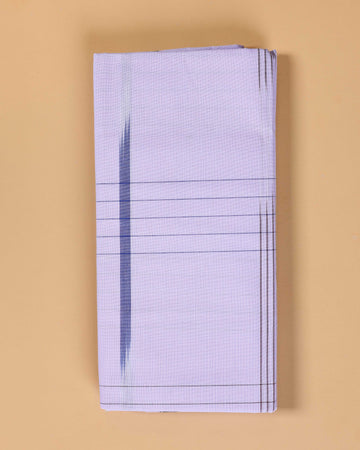 Nandu Brand Men's Premium Cotton Striped Lungi Stitched - White