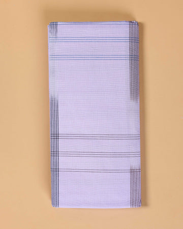 Nandu Brand Men's Premium Cotton Striped Lungi Stitched - White