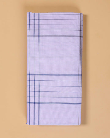Nandu Brand Men's Premium Cotton Striped Lungi Stitched - White