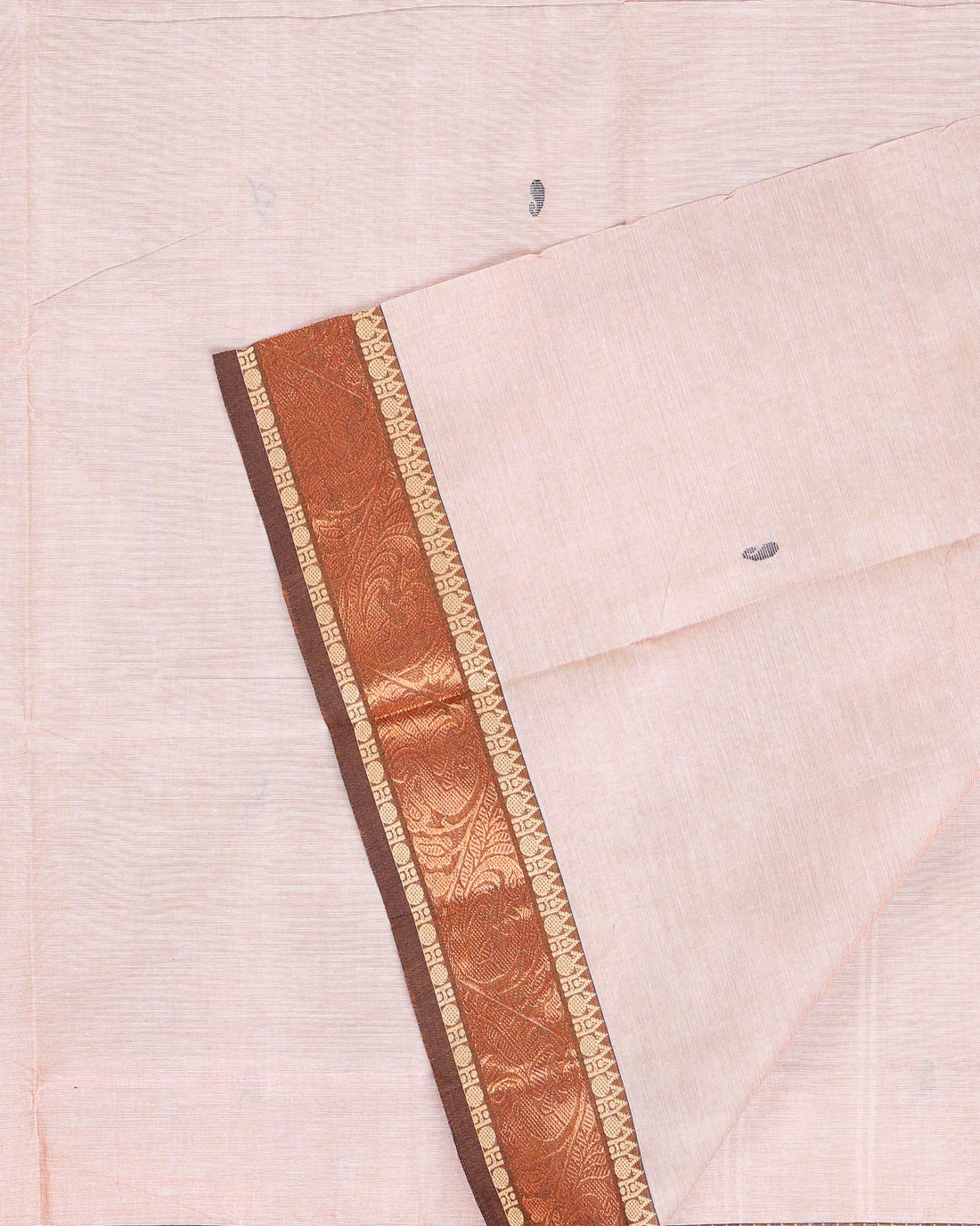 Handloom Cotton Saree with Contrast Border - Brown