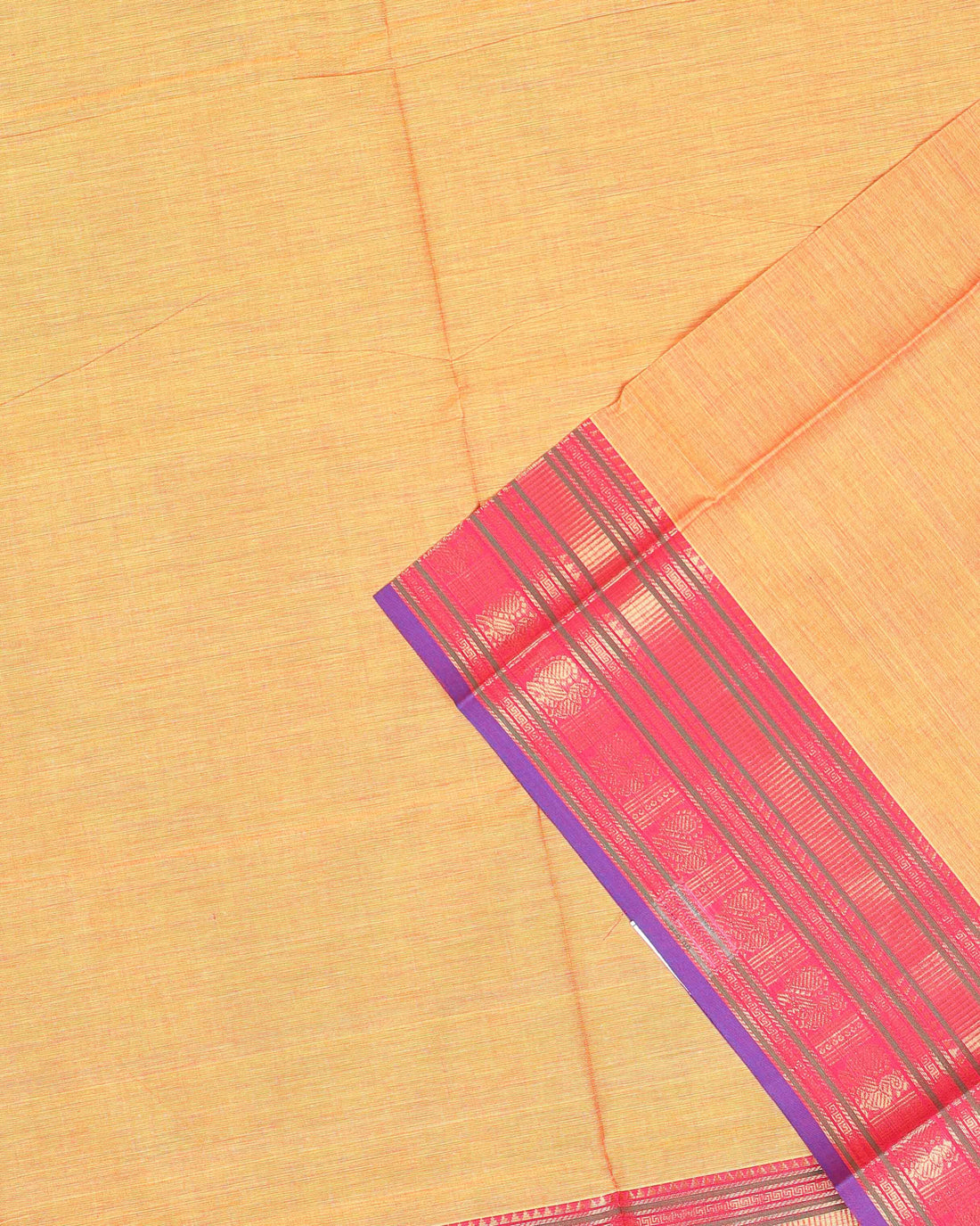 Handloom Cotton Saree with Contrast Border - Sandal