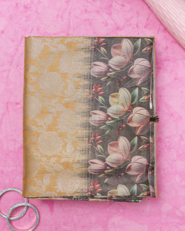 Fancy Silk Saree With Subtle Floral Print And Textured Pallu - Yellow