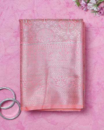 Pink Printed Fancy Silk Saree