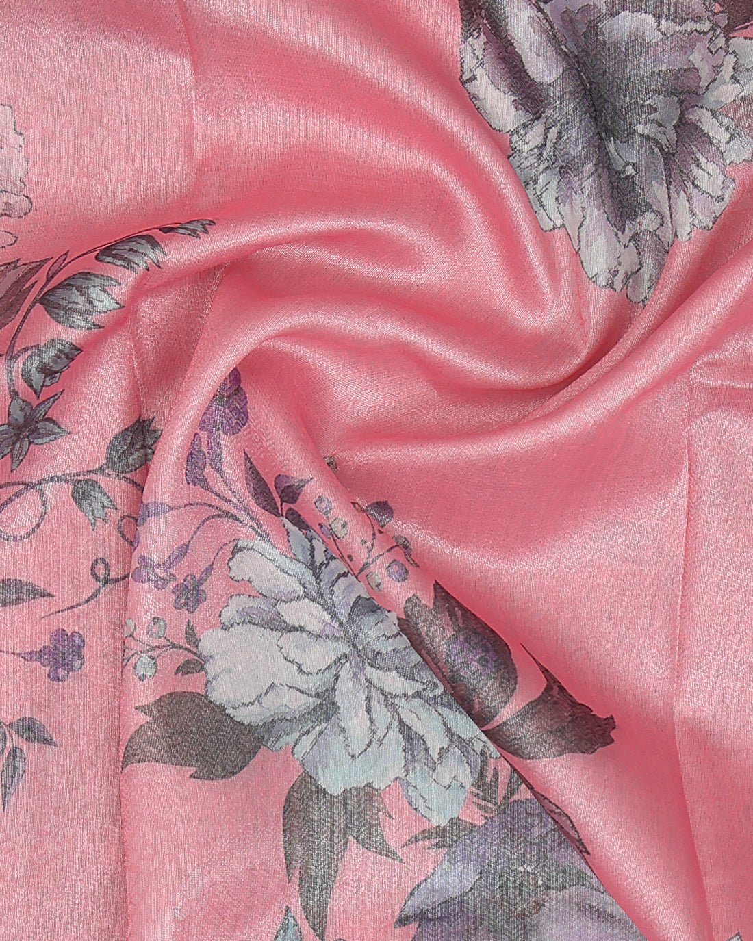 Fancy Silk Saree With Bold Floral Prints And Woven Design - Pink
