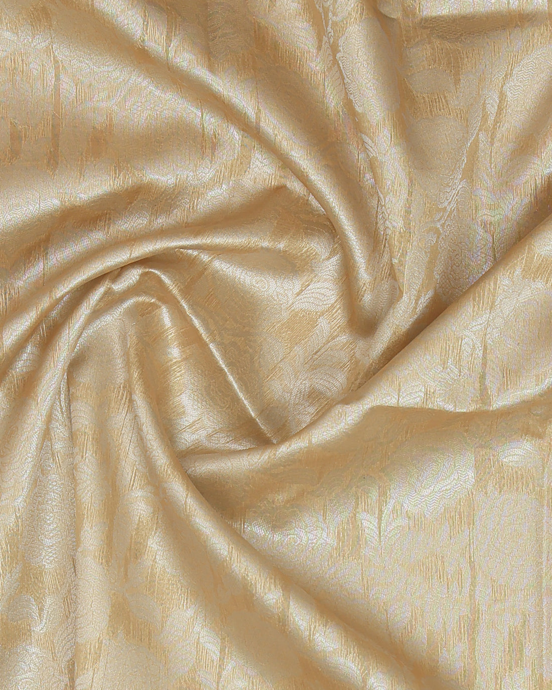 Fancy Silk Saree With Subtle Floral Print And Textured Pallu - Cream