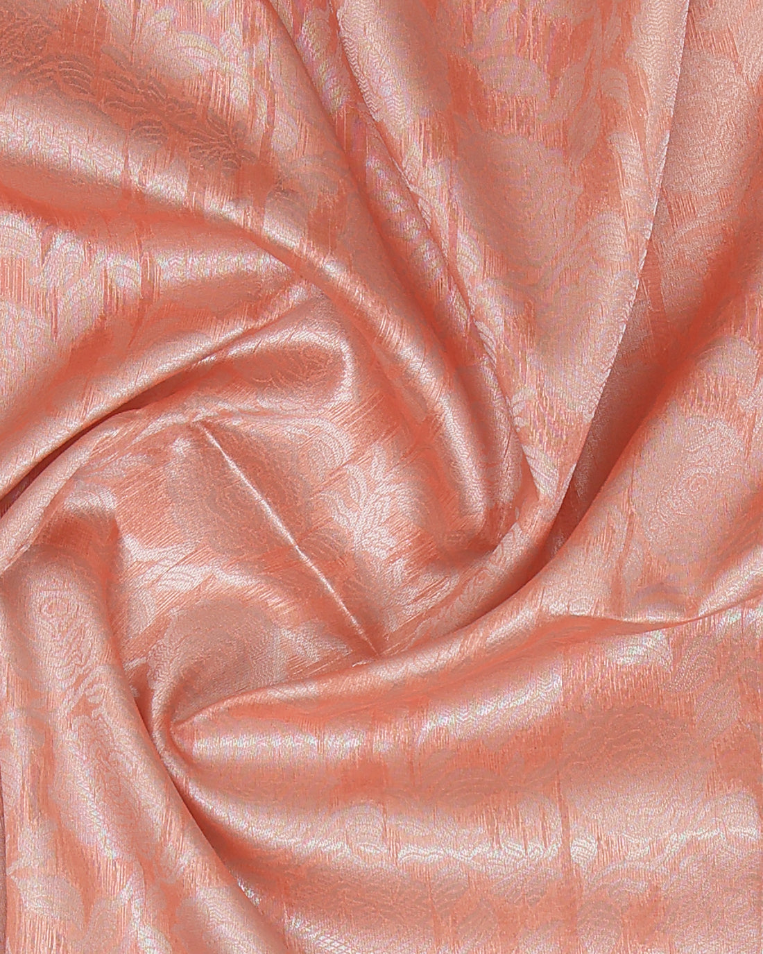 Fancy Silk Saree With Subtle Floral Print And Textured Pallu - Peach