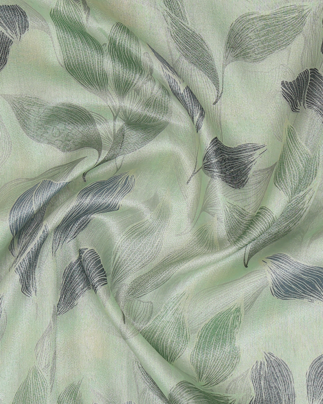 Fancy Silk Saree with Subtle Leaf Motifs And Textured Border - Green