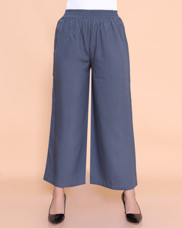 Elegant High-Waist Flared Palazzo Pant - Grey