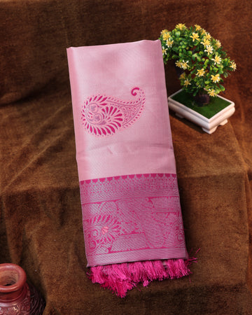 Pink Color Lichi Silk Saree