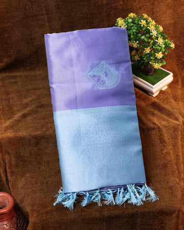 Lavender Color Lichi Silk Saree