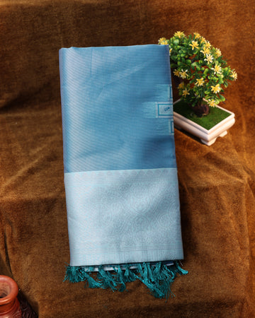 Light Blue Color Lichi Silk Saree