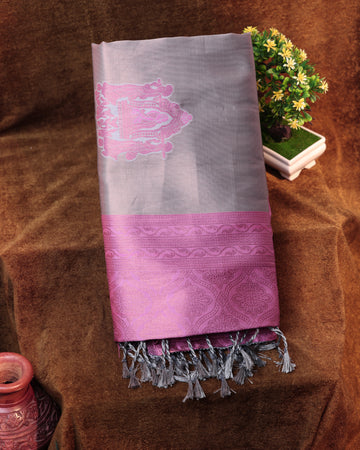 Copper Color Lichi Silk Saree