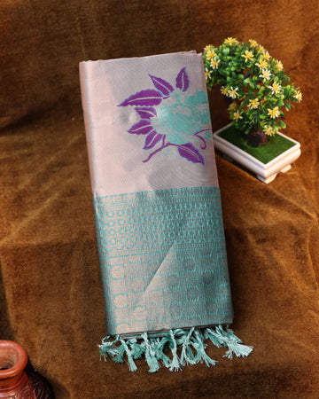 Copper Color Lichi Silk Saree