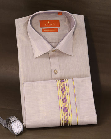 Men's Light Purple Color Traditional Regular Fit Shirt & Dhoti Set