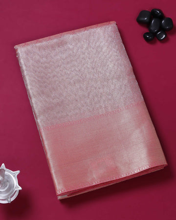 Ethnic Solid Tissue Saree - Pink