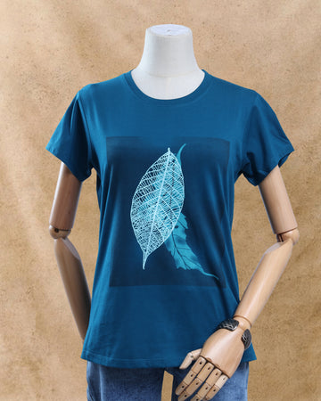Women Teal Blue Color T-Shirt