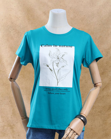 Women Blue Color T-Shirt
