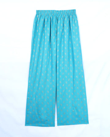 Sky Blue Printed Womens Palazzo