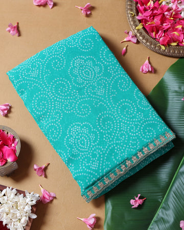 Bandhani Printed Saree - Green