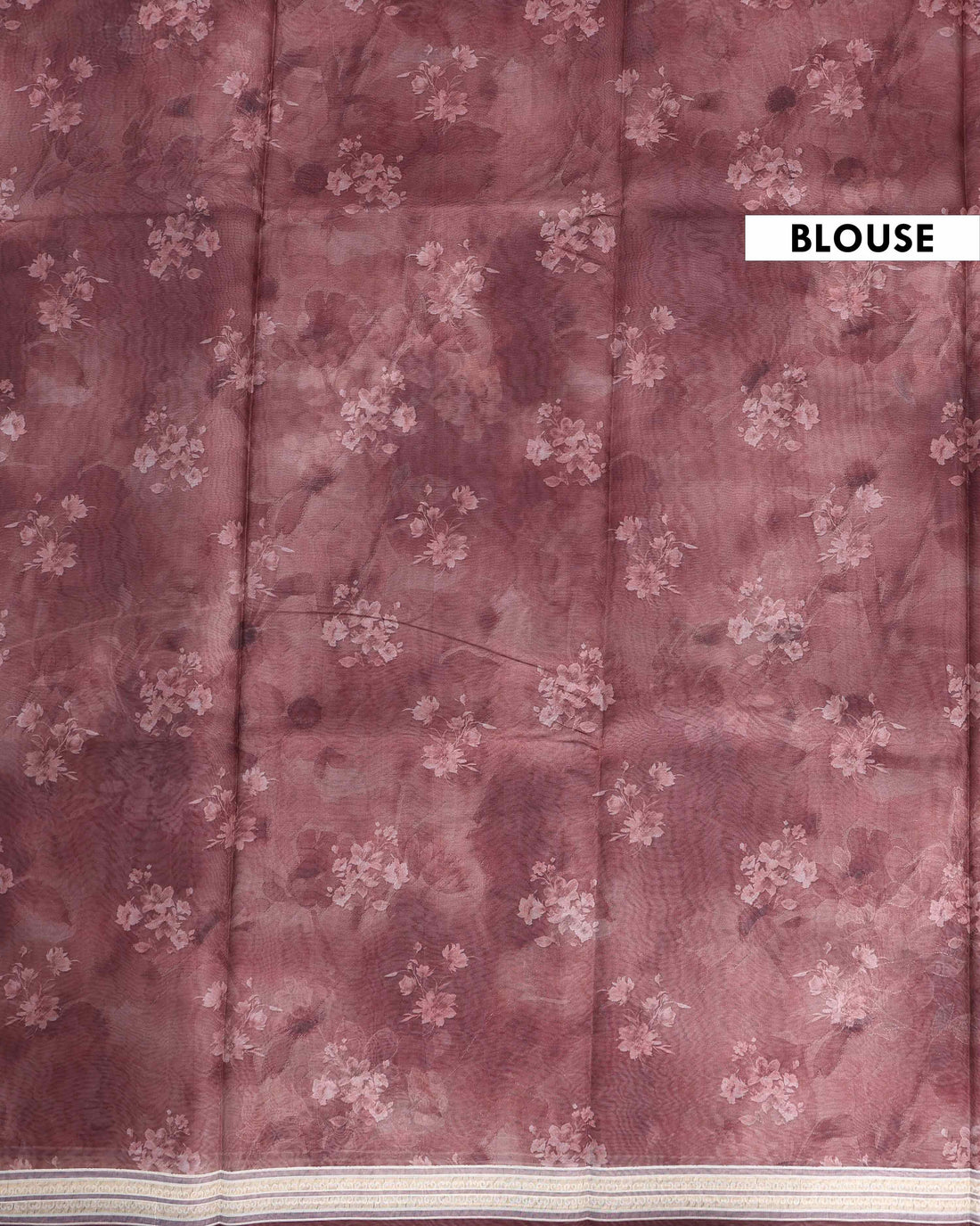 Floral Printed Linen Cotton Saree - Brown