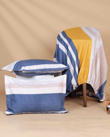 Elegant Striped Pattern King Size Bed Cover with Matching Pillow Cover Set - Multi