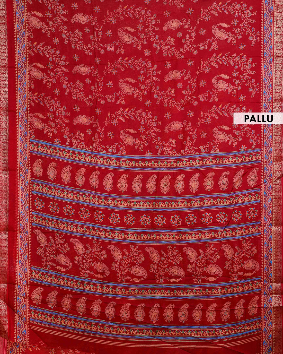 Elegance  Traditional Floral Print Art Silk Saree in Red