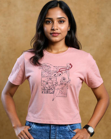 Graphic Crop T-Shirt for Women - Pink