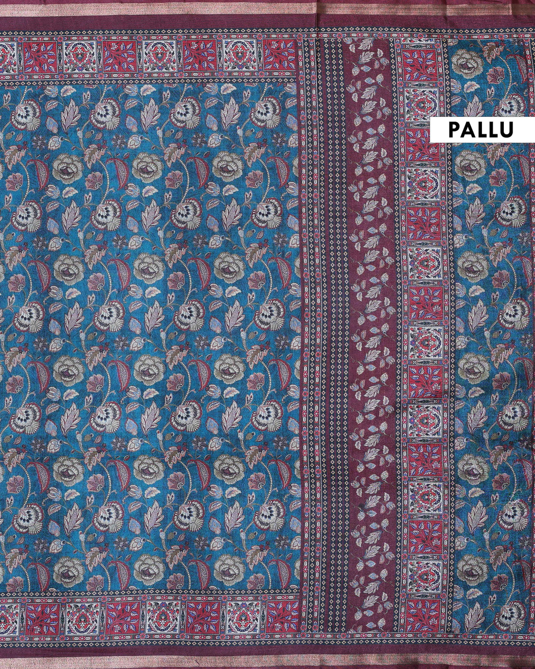 Teal Art Silk Saree with Intricate Floral and Geometric Weave Pattern