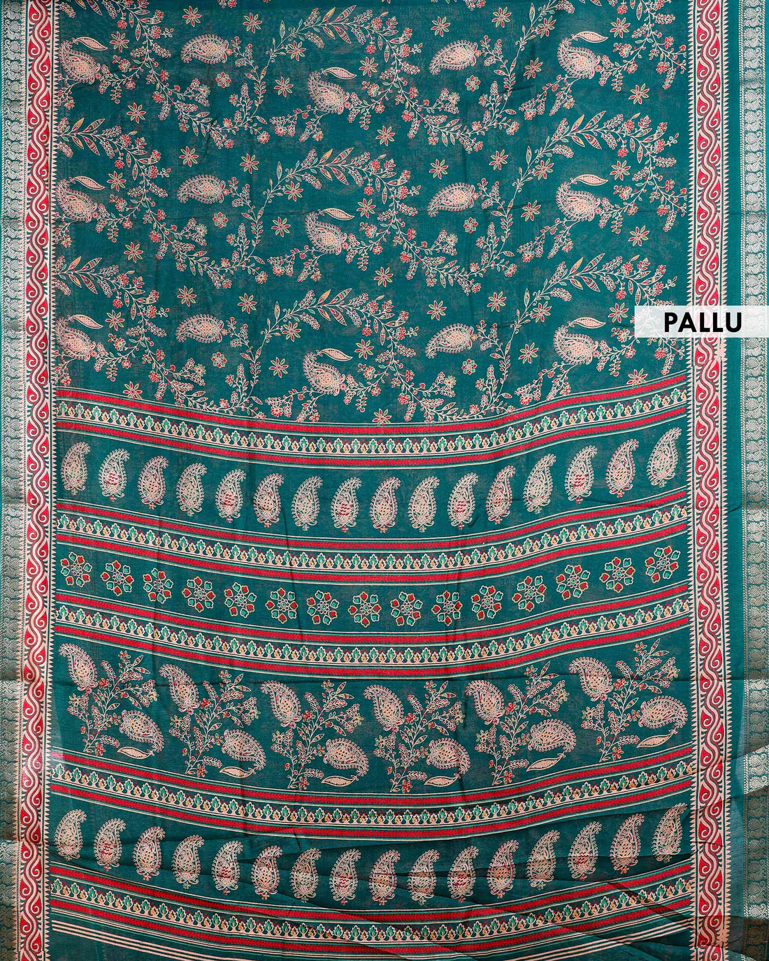 Elegance  Traditional Floral Print Art Silk Saree in Green