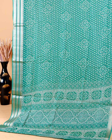 Elegant Dola Silk Saree with Bandhani Print Saree - Green