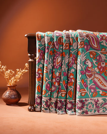 Cotton Kalamkari Printed Saree - Green