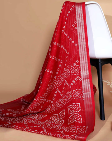 Elegant Dola Silk Saree with Bandhani Print Saree - Red