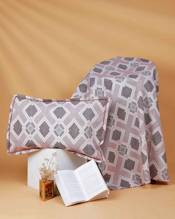 Modern Geometric Cotton Single Bed Cover with Pillow Cover