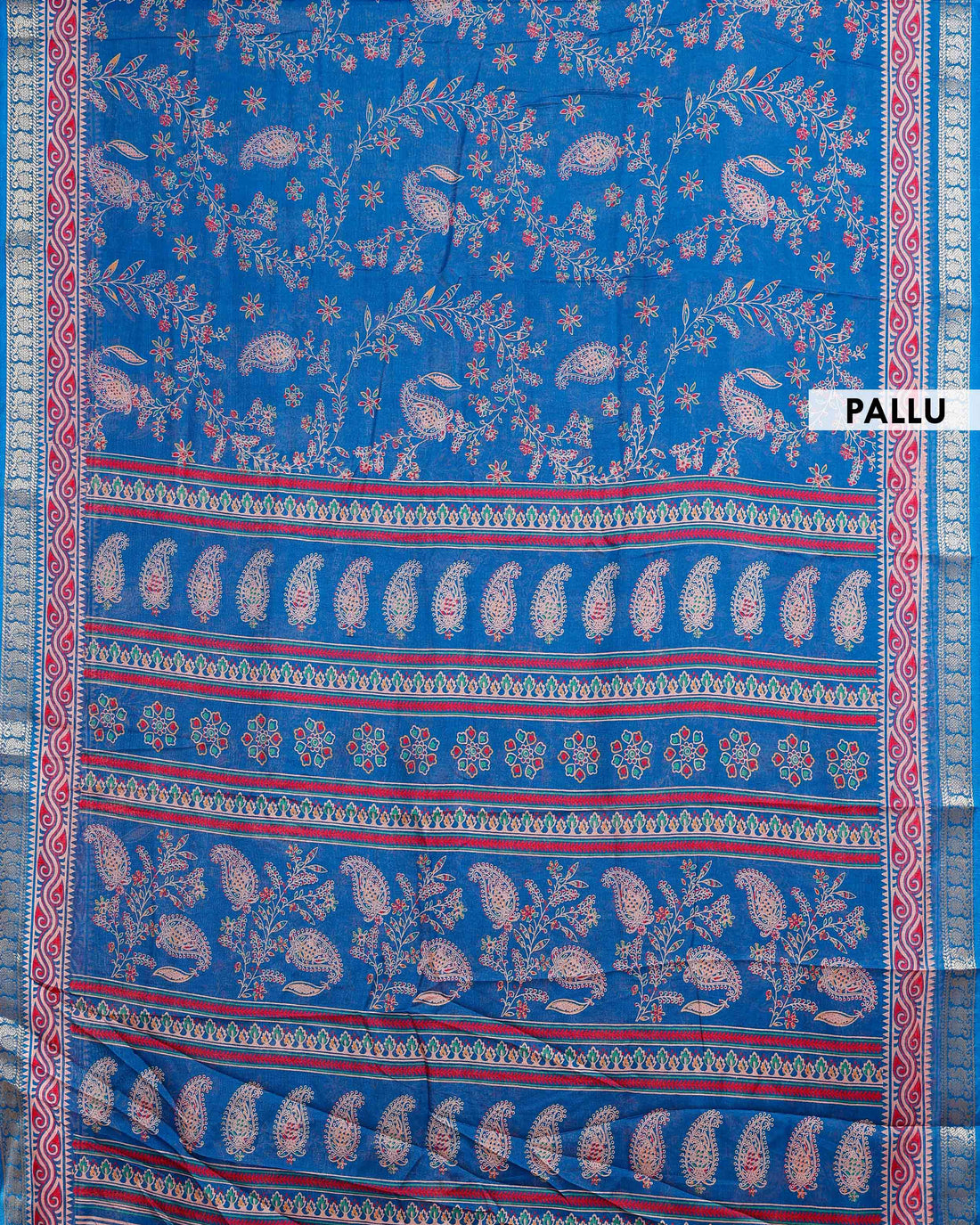 Elegance  Traditional Floral Print Art Silk Saree in Blue