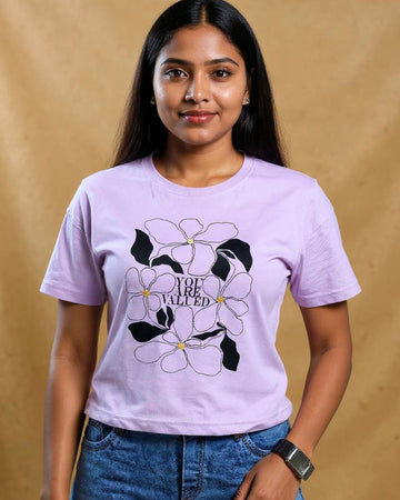 Graphic Crop T-Shirt for Women - Lavender
