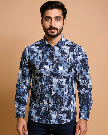 Men's Rocx Brand Abstract Printed Casual Shirt - Multi