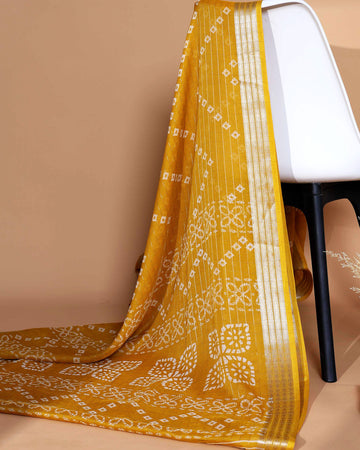 Elegant Dola Silk Saree with Bandhani Print Saree - Yellow