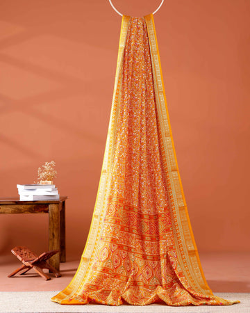 Elegant Art Silk Saree with Intricate Floral and Geometric Weaves - Yellow
