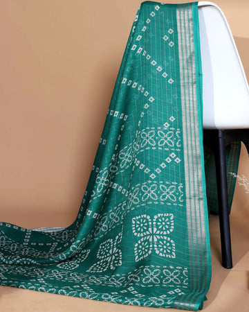 Elegant Dola Silk Saree with Bandhani Print Saree - Green