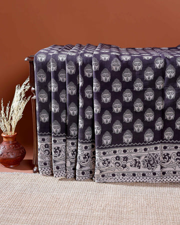 Traditional Handloom Kalamkari Cotton Saree with Intricate Floral and Avian Motifs - Navy Blue