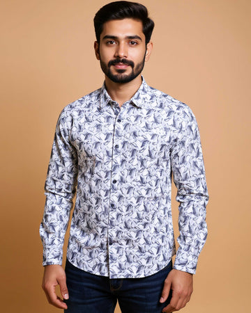 Men's Rocx Brand Printed Casual Shirt with Abstract Pattern and Full Sleeves - Multi