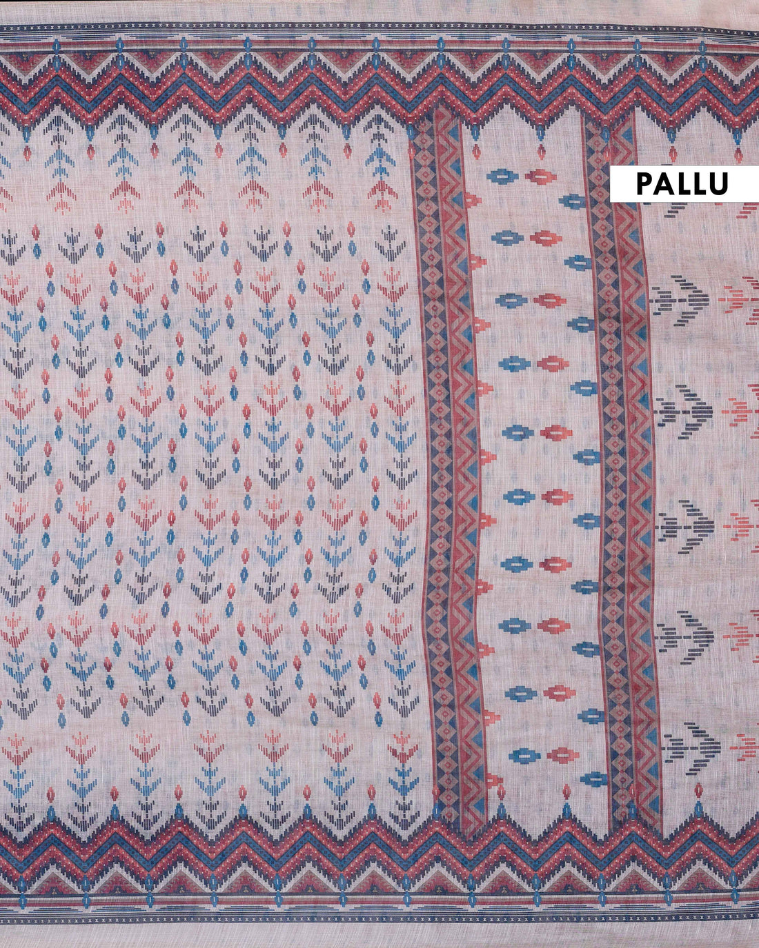 Ethnic Sandal Linen saree with Multi-color Paisley and Floral Design