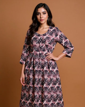 Maternity Wear - Multi Abstract Geometric Print Button-Down Women's Feeding Top
