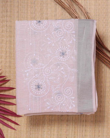 Light Pink Color Linen Cotton Saree